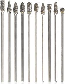 img 4 attached to 🔧 10Pcs 3mm (1/8") Shank Long Double Cut Tungsten Carbide Burrs Rotary Files Diamond Burs Bit Set for Die Grinder Rotary Tool, 4-Inch Length - Yakamoz