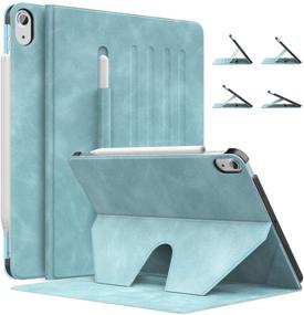 img 4 attached to 🔵 MoKo Case for New iPad Air 4th Gen 2020 - Cloud Blue, Shockproof Protective Cover with Pencil Holder, Apple Pencil 2 Attach Support, Multi-Angle Magnetic Stand, Auto Sleep/Wake