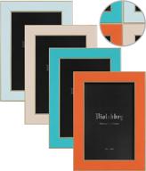 🌈 set of 4 violabbey 5x7 colorful photo frames - modern style, high definition tempered real glass, wall mounted or tabletop display in blue, light blue, orange, and apricot логотип