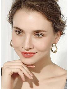 img 2 attached to 💃 Stylish 14K Gold Plated Hoop Earrings for Women - Twisted Gold Chunky Hoops, Lightweight & High Polished Jewelry Ideal for Girls