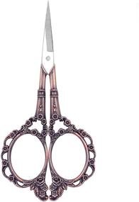 img 2 attached to 🧵 Vintage European Style Needlework Embroidery Scissors for Sewing, Craft & Everyday Use - Red Copper-Style B (11.5cm/4.5 inch)