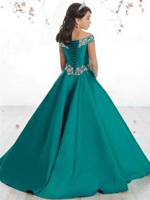 img 3 attached to 👸 Junguan Girls' Off The Shoulder Pageant Dress: Long Princess Birthday Ball Gown with Pockets TF001 – Stunning and Stylish!