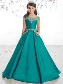 img 2 attached to 👸 Junguan Girls' Off The Shoulder Pageant Dress: Long Princess Birthday Ball Gown with Pockets TF001 – Stunning and Stylish!