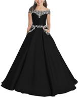 👸 junguan girls' off the shoulder pageant dress: long princess birthday ball gown with pockets tf001 – stunning and stylish! logo