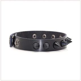 img 2 attached to 🔥 Nsitbbuery Spike Leather Cuff Bracelet: Stylish Hip Hop Rivet Wristband