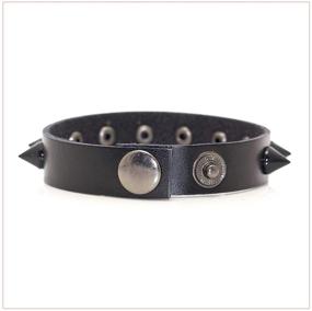 img 3 attached to 🔥 Nsitbbuery Spike Leather Cuff Bracelet: Stylish Hip Hop Rivet Wristband