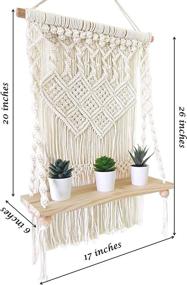 img 3 attached to 🌿 Indulge in Rustic Elegance with Induslyfe Macrame Wall Hanging Shelf (Tier 1, Natural White)