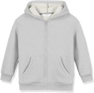 unisex faux sherpa hooded sweatshirt cozy zip up hoodie for kids 4-12 years - kid nation logo