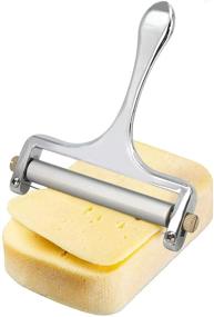 img 1 attached to Premium Stainless Steel Adjustable Cheese Slicer - Perfect for Kitchen Cooking, Includes 1 Replacement Cutting Wire - Ideal Cheese Cutter with Adjustable Thickness