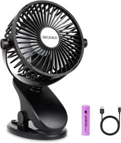 img 4 attached to 👶 BRIGENIUS Clip on Stroller Fan, Portable Mini Desk Fan Rechargeable, USB Powered Clip Fan for Baby Stroller Office Outdoor Travel, Black