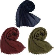 🧣 wobe 3pcs women soft cotton hemp scarf shawl long scarves: ultimate travel sunscreen accessories logo