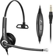 enhanced clarity and comfort: cell phone headset with noise cancelling mic for iphone samsung laptop pc - ideal for home office, skype, zoom, call center, and classroom logo