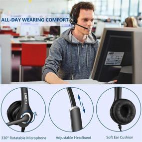 img 2 attached to Enhanced Clarity and Comfort: Cell Phone Headset with Noise Cancelling Mic for iPhone Samsung Laptop PC - Ideal for Home Office, Skype, Zoom, Call Center, and Classroom