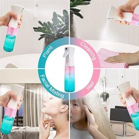 img 1 attached to 💦 Continuous Mist Spray Bottle for Hair - 10oz Refillable Plastic Fine Mist Spraying Bottle for Curly Hair - Gradient Pink Blue - Ideal for Hair Styling, Cleaning, Plants Misting