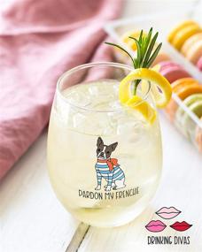 img 2 attached to Drinking Divas Pardon My Frenchie Wine Glass - Stemless 15oz Wine & Cocktail, For Dog & French Bulldog Enthusiasts, Cute & Humorous Gift for Mom, Wife, Sister, Bestie, Women, Christmas, Birthday Present...