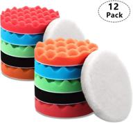 🧽 set of 12 waffle foam and wool polishing pads for car polisher and boat polishing, 6 inch waffle foam buffing pads and wool grip pads logo