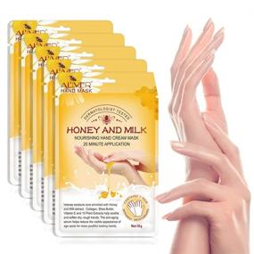 img 4 attached to 🍯 Honey and Milk Hand Moisturizing Mask (5 Pack) - Natural Therapy Gloves for Dry, Cracked, and Aging Hands: Repair Rough Skin for Men and Women