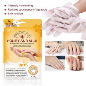 img 2 attached to 🍯 Honey and Milk Hand Moisturizing Mask (5 Pack) - Natural Therapy Gloves for Dry, Cracked, and Aging Hands: Repair Rough Skin for Men and Women