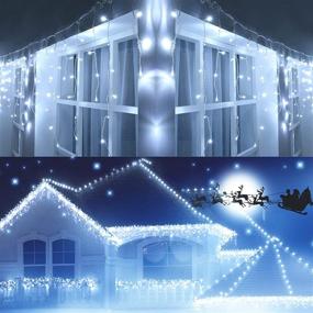 img 4 attached to 🎄 Joomer Christmas Icicle Lights: 300 LED 29ft 8 Modes with Timer, Waterproof Connectable Outdoor String Lights for Holiday Decorations