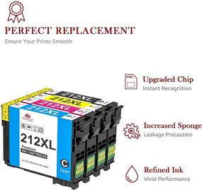 img 1 attached to 🖨️ Картриджи Toner Kingdom переработанные: Epson 212XL T212XL 212 XL T212 совместим с принтерами Workforce WF-2830 WF-2850, Expression Home XP-4100 XP-4105 (4 штуки)