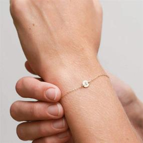 img 2 attached to Dainty MOMOL Initial Charm Bracelets: Personalized Name Bracelet for Girls - Engraved 18K Gold Plated Stainless Steel Small Round Coin Disc Initials