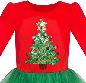 img 2 attached to Sunny Fashion Girls Long 🦉 Sleeve Christmas Owl Sparkling Sequin Tulle Dress
