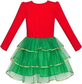 img 3 attached to Солнечное платье для девочек длинным рукавом с Рождественской совенкой и блестящей тюлем