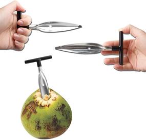 img 1 attached to 🥥 YeeBeny Stainless Steel Coconut Opener Tool and Drinking Straw Set for Fresh Green Thai White Coconuts