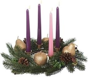 img 1 attached to 🕯️ Christmas Advent Wreath Candleholder - Roman Berries and Pears Fruits - Holiday 24119 New