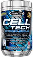 🍹 muscletech cell-tech hyperbuild - напиток для восстановления после тренировки с креатином моногидратом и аминокислотами bcaa - вкус "голубая малина" (30 порций) логотип