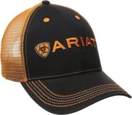 ariat men's black red gray 🧢 mesh hat: stylish and breathable headwear for men logo