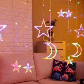 img 1 attached to 🌟 Starry String Curtain Lights: 11.5ft Moons and Stars LED Night Light - Perfect for Home Decoration and Parties, with Remote Control and Dual Power Options (AA Battery/USB)