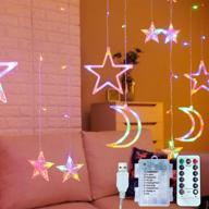 🌟 starry string curtain lights: 11.5ft moons and stars led night light - perfect for home decoration and parties, with remote control and dual power options (aa battery/usb) логотип