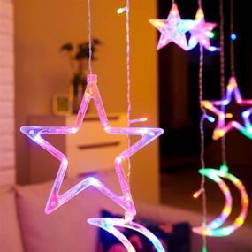 img 2 attached to 🌟 Starry String Curtain Lights: 11.5ft Moons and Stars LED Night Light - Perfect for Home Decoration and Parties, with Remote Control and Dual Power Options (AA Battery/USB)