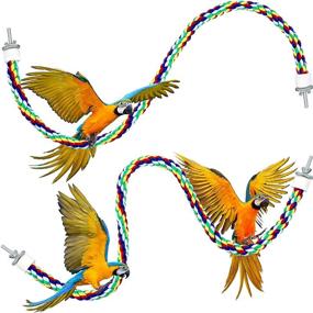 img 4 attached to 🐦 Weewooday 2-Piece Bird Rope Perches Climbing Bungee Toy Set - Comfortable Rope Perch Stand and Cage Accessories for Parrots, Parakeets, Cockatiels, and Conures