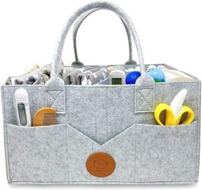 img 4 attached to 👶 Large Baby Diaper Caddy Organizer - Felt Diaper Holder for Changing Table - Nursery Storage Caddy - Changing Basket for Baby Boy, Girl - Organized Car Caddy - Classic Gray