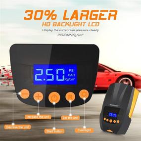 img 2 attached to 🚗 ROCKBIRDS Portable Air Compressor Pump: Digital Tire Inflator with Emergency Led Light - 150 PSI, 12V DC - Ideal for Car, Motorcycle, Bicycle