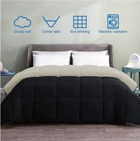 img 3 attached to 🛏️ Black/Gray Reversible Down Alternative Quilted Comforter: Hypoallergenic & Lightweight - Full/Queen Size