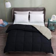 🛏️ black/gray reversible down alternative quilted comforter: hypoallergenic & lightweight - full/queen size logo