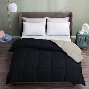 img 4 attached to 🛏️ Black/Gray Reversible Down Alternative Quilted Comforter: Hypoallergenic & Lightweight - Full/Queen Size