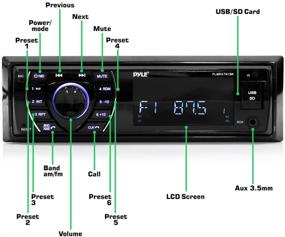img 3 attached to Pyle Marine Headunit Receiver Speaker Kit - In-Dash LCD Digital Stereo with Built-in Bluetooth & Microphone, 🔊 AM FM Radio System, 5.25’’ Waterproof Speakers (Set of 2), MP3/SD Card Readers & Remote Control - PLMRKT46BK