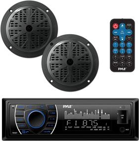 img 4 attached to Pyle Marine Headunit Receiver Speaker Kit - In-Dash LCD Digital Stereo with Built-in Bluetooth & Microphone, 🔊 AM FM Radio System, 5.25’’ Waterproof Speakers (Set of 2), MP3/SD Card Readers & Remote Control - PLMRKT46BK