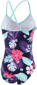 img 2 attached to 👙 Girls Moon Tree Ruffle Swimsuits: One-Piece Swimwear for Beach and Pool, Bathing Suits for Ages 2-14 Years