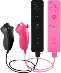 img 4 attached to 🎮 PGYFDAL 2 Pack Remote Controller and Nunchuck Joystick for Wii/Wii U Console - Gamepad Bundle with Silicone Case and Wrist Strap for Holiday Gaming (Black and Pink)