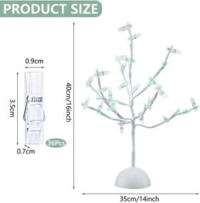 img 3 attached to 🎄 Christmas LED Tabletop Branches Light with 32 Clear Clips - Desktop Card Tree Holder for Displaying Photos, Cards, and Note Pads - Green Night Light Desk Lamp Decoration