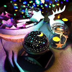 img 2 attached to 🌟 Aisuo Night Light: Rechargeable Star Lamp with Timer, Remote Control & Rotating, Color Changing, Black - Perfect Room Decor