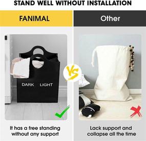 img 2 attached to 🧺 FANIMAL 105L Collapsible Double Laundry Hamper with Handles - X-Large Lightweight Laundry Bag for Clothes, Towels - Freestanding Hamper for Laundry (Black)