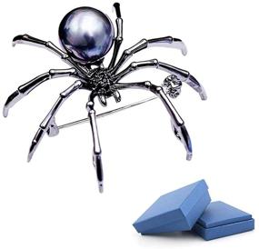 img 4 attached to Abitoncc Spider Brooch Pins with Cz Micro-Inlaid Zircon, Artificial Pearls, Metal - Perfect Halloween Party Decoration Accessory and Gift for Women and Girls