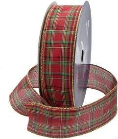 img 4 attached to 🎄 Wired Traditional Red Clarkston Tartan Plaid Christmas Ribbon with Waterproof Gold Edge - 2 1/2" (#40) - 50 Yards Roll - Floral & Craft Decoration - by Royal Imports