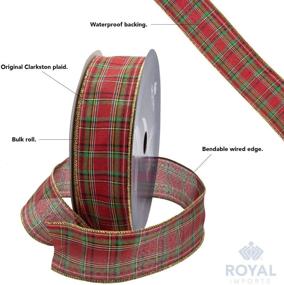 img 1 attached to 🎄 Wired Traditional Red Clarkston Tartan Plaid Christmas Ribbon with Waterproof Gold Edge - 2 1/2" (#40) - 50 Yards Roll - Floral & Craft Decoration - by Royal Imports